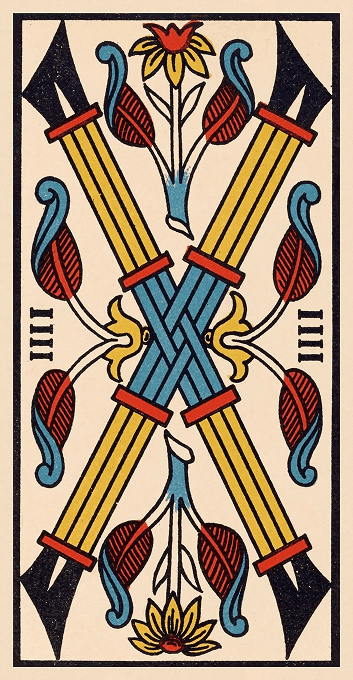 The Four of Wands — Marseille version