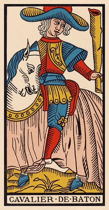 The Knight of Wands — Marseille version