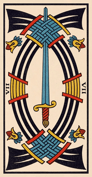 The Seven of Swords — Marseille version
