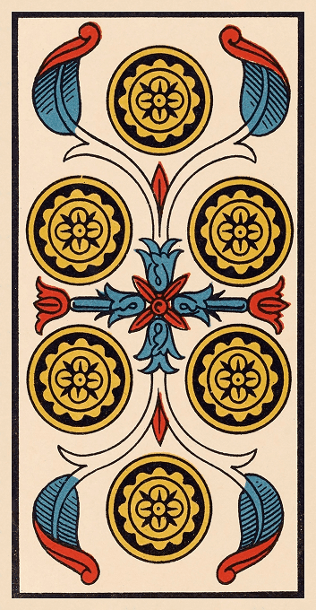 The Six of Pentacles — Marseille version