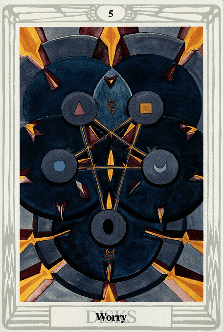 The Five of Pentacles — Thoth version