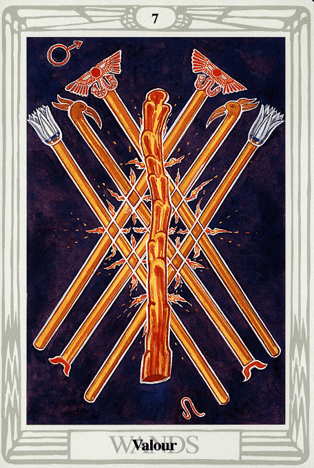 The Seven of Wands — Thoth version