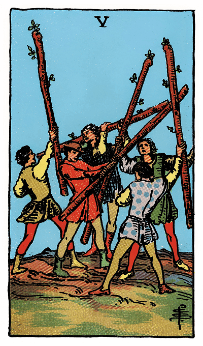 five of wands tarot card