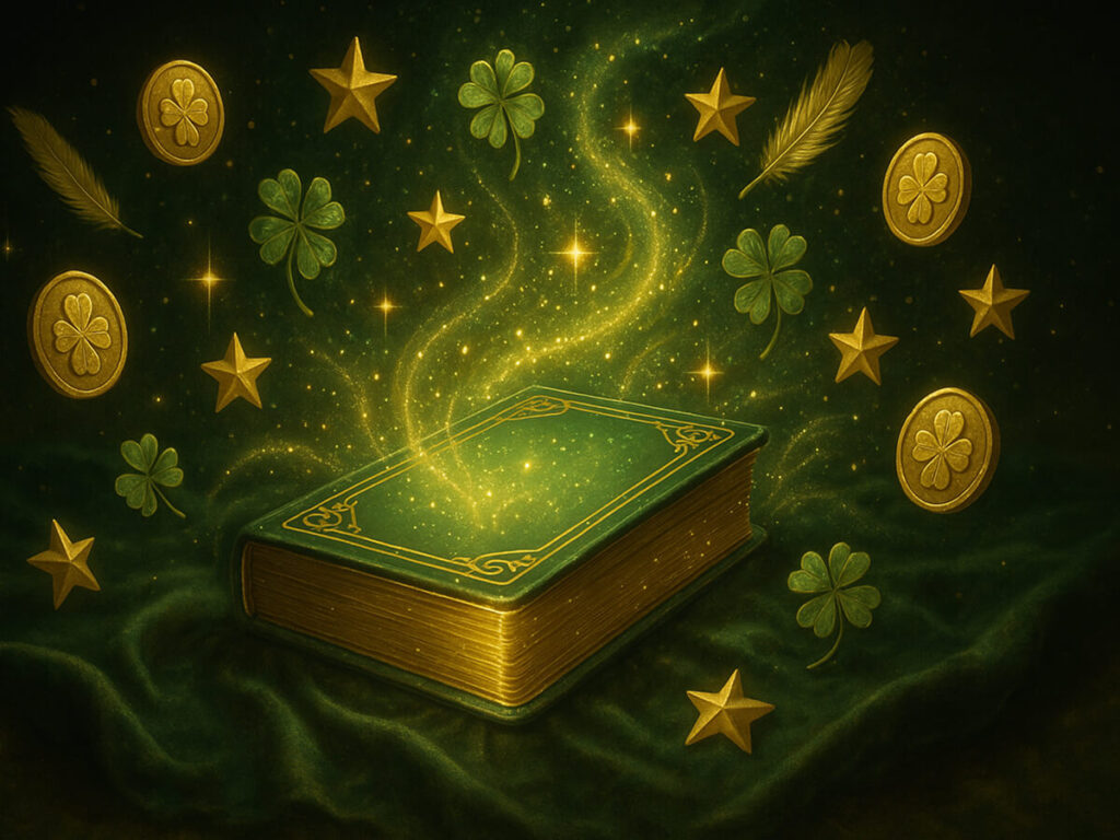 a book with gold foil and stars