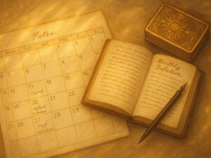 a book and pen next to a calendar