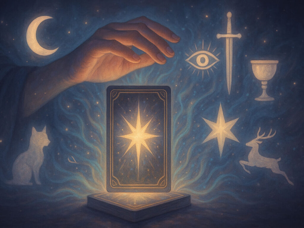 a hand reaching for a card
