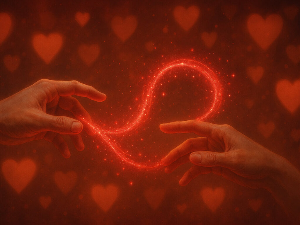 a pair of hands touching a red light