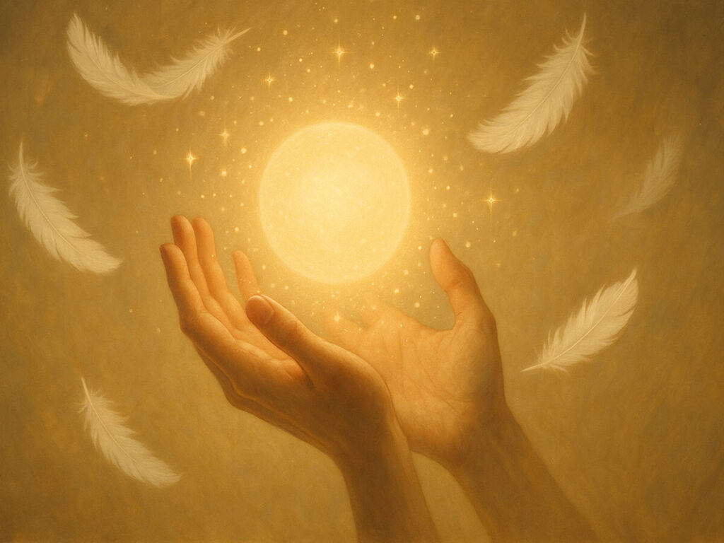a hands holding a bright light