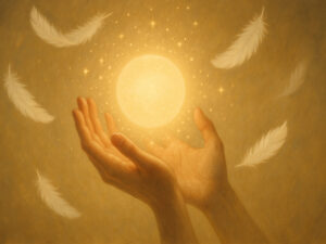 a hands holding a bright light