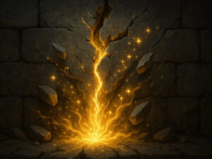 a rock wall with a light coming out of it