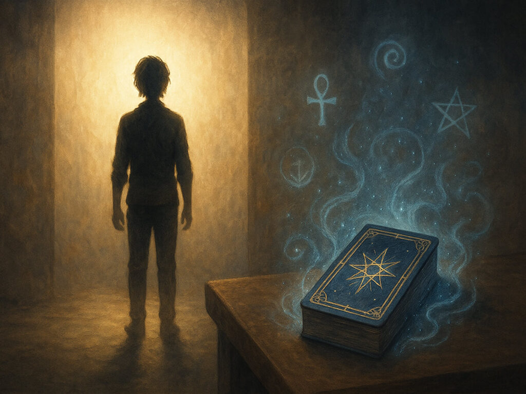 a person looking at a book