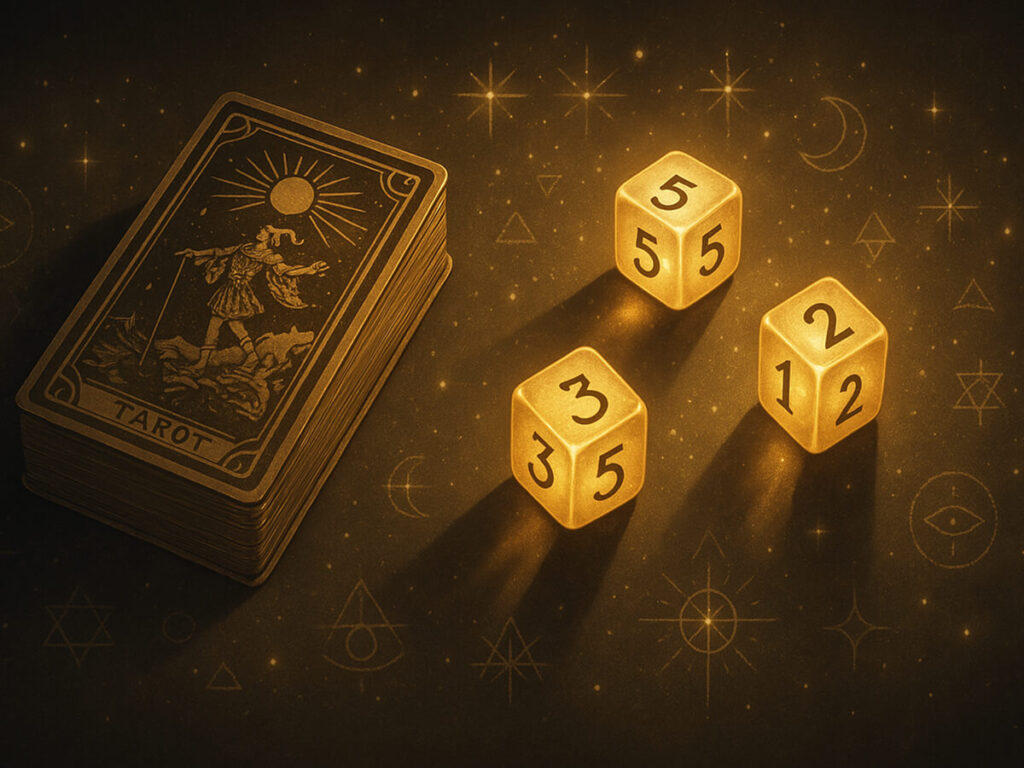a deck of cards and dice