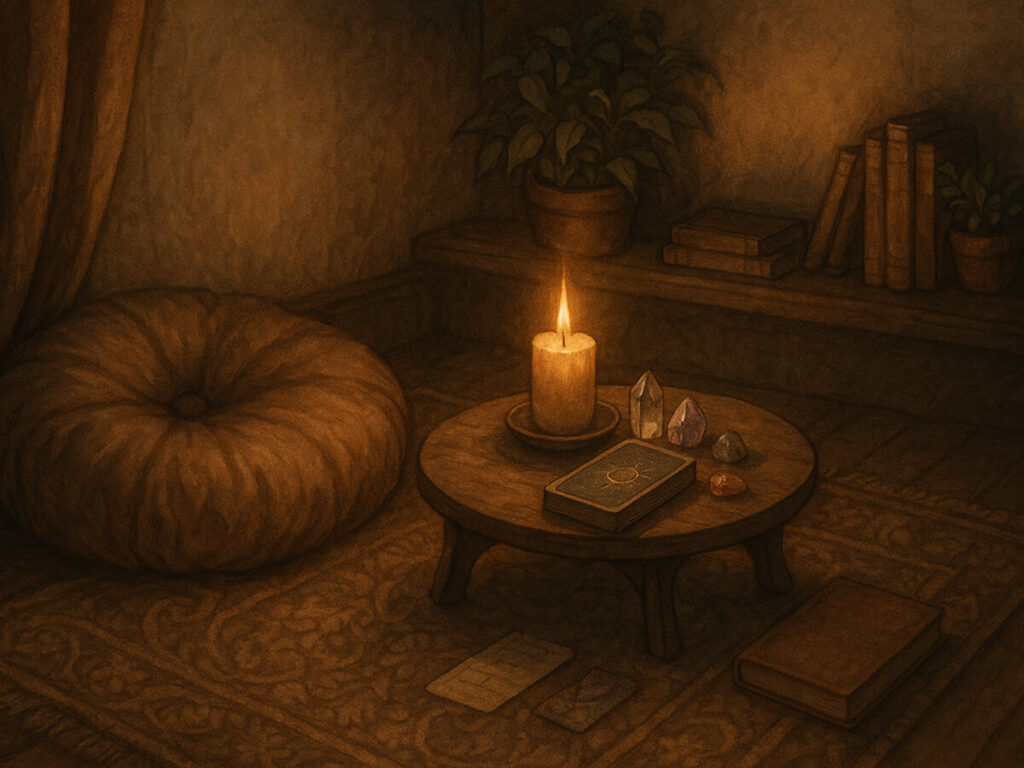 a candle on a table