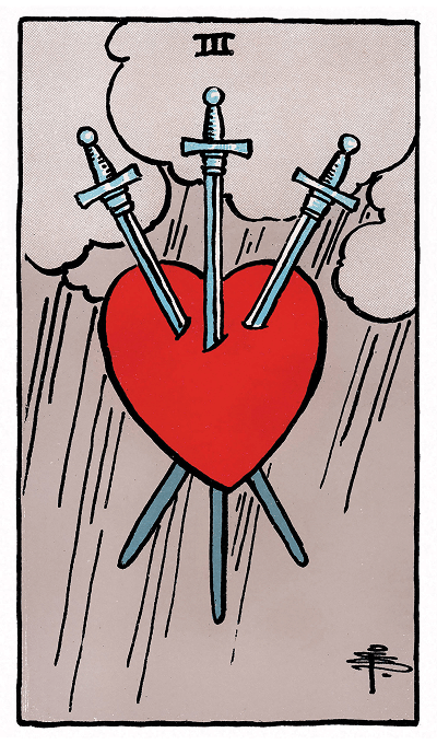 three of swords tarot card