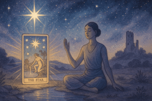 Meditation under a starry sky.