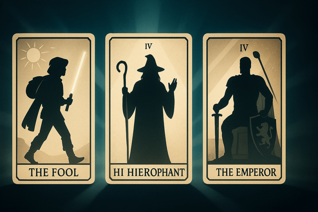 Tarot cards featuring iconic characters.