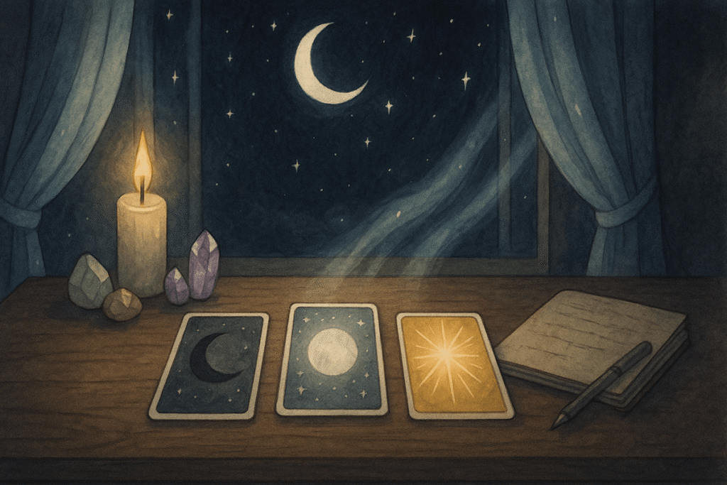 Tarot cards on a mystical table.