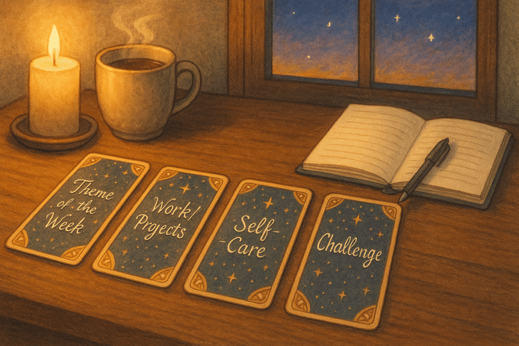 Tarot cards for weekly planning session