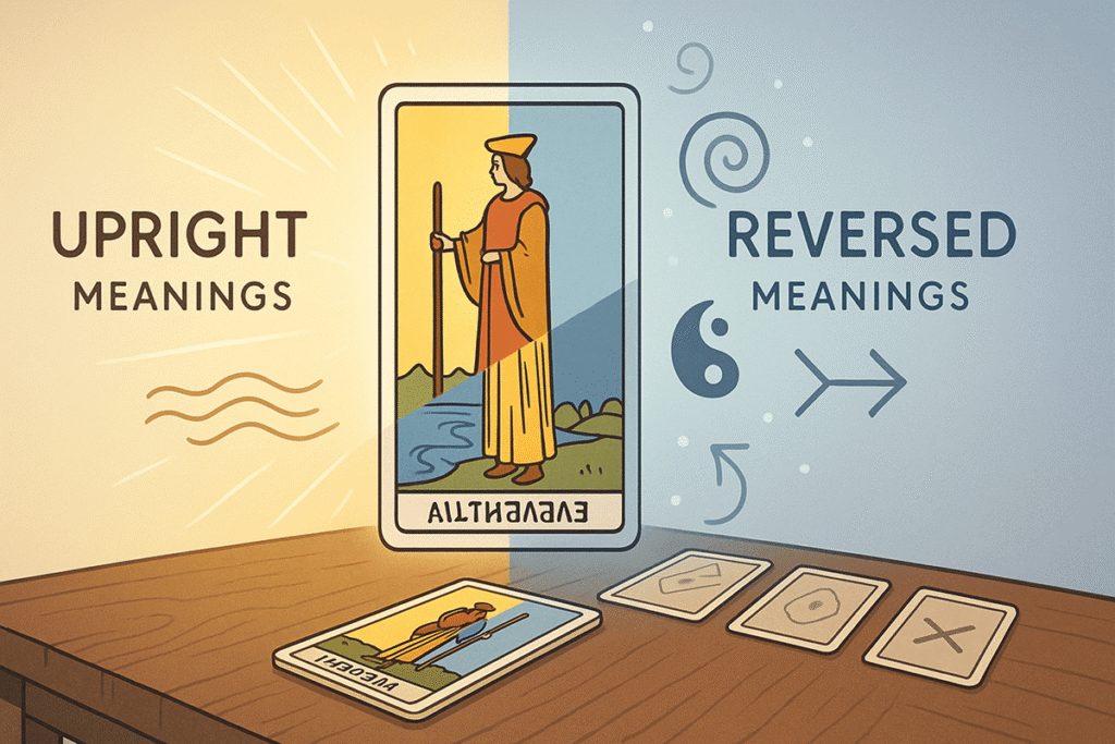 Tarot card meanings: upright and reversed.