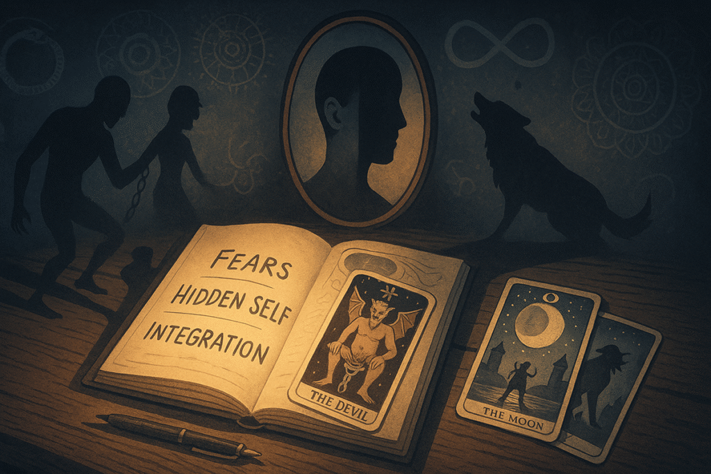 Tarot cards exploring self and fears.