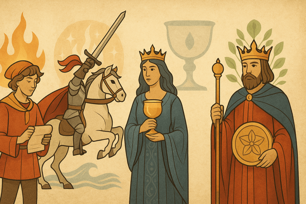 Knight, Queen, and King characters depicted.