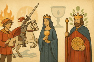 Knight, Queen, and King characters depicted.