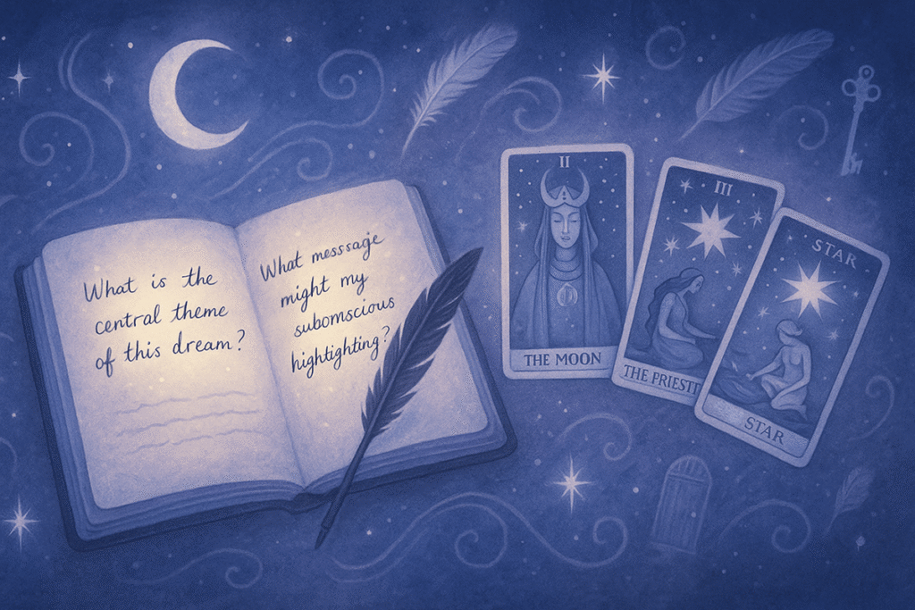 Tarot cards and dream interpretation themes.