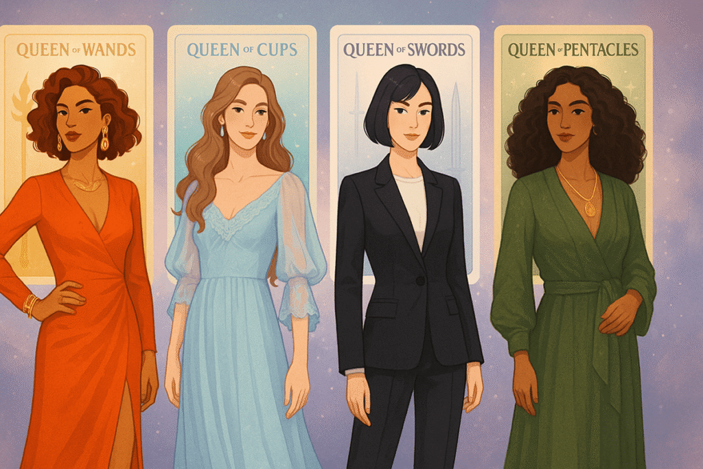 Four women representing tarot queens.