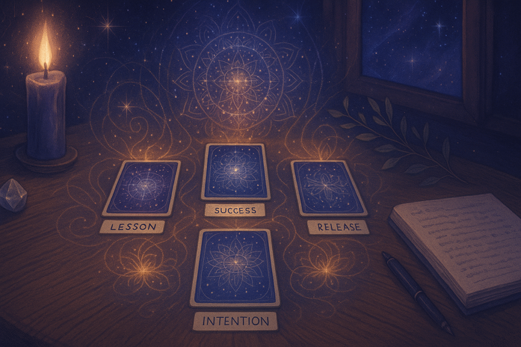 Tarot cards arranged with intention.