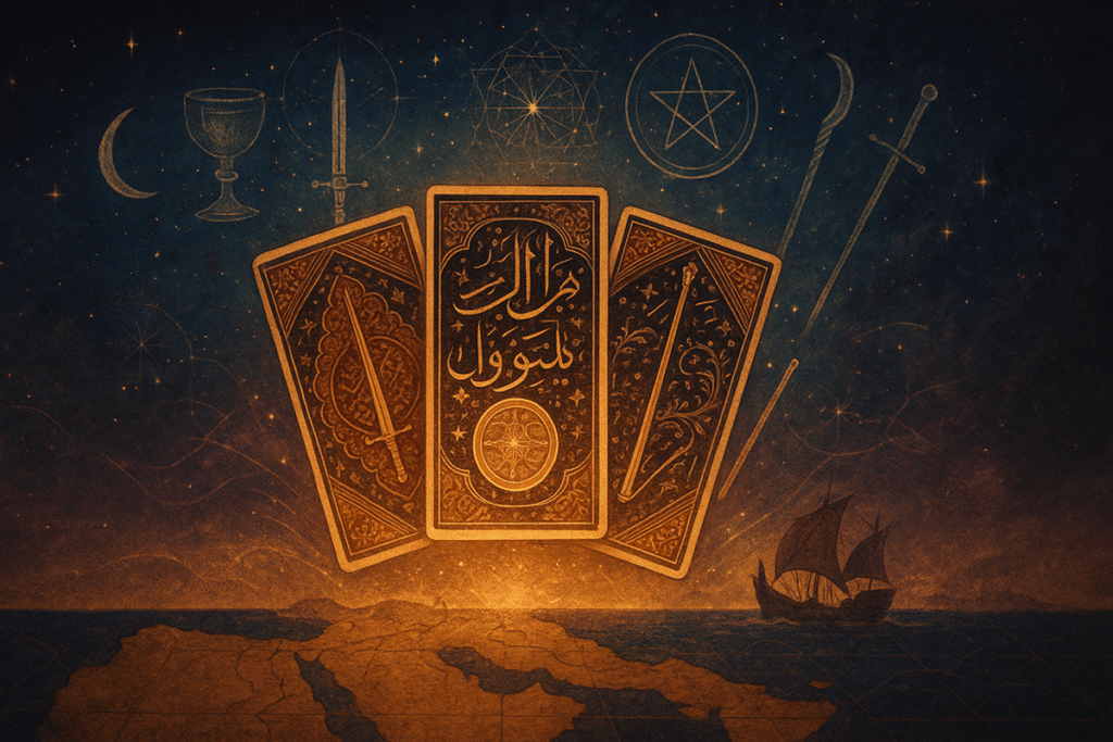 Tarot cards with mystical symbols.